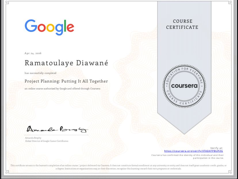 Gestion de projet - Google Coursera
